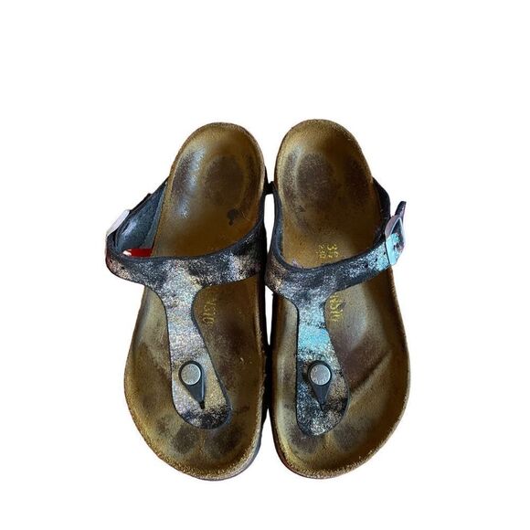 Birkenstock women’s leather Gizeh glitter, shimmer, thong sandals, size 6 - Picture 2 of 6